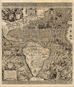 20" X 24" Vintage 1562 Map Of Early Americas Wall Art