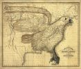 16" X 20" Eagle Map Of America C1833 Vintage  Poster Wall Art
