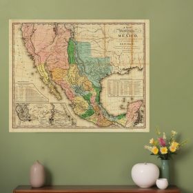 20" X 24" Vintage 1846 Map Of Mexico Wall Art