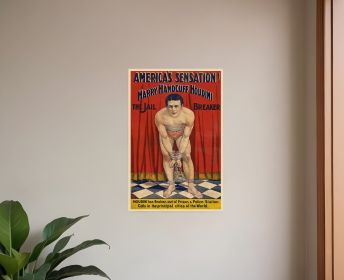 9" X 12" Houdini In Handcuffs Vintage Magic Poster Wall Art