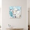 20" x 20" Blue Pastel Watercolor Cow Unframed Canvas Wall Art