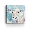40" x 40" Blue Pastel Watercolor Cow Unframed Canvas Wall Art
