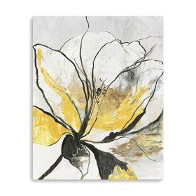 20" Modern Yellow and Black Flower Canvas Wall Art