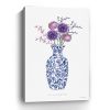 48" x 32" Blue and White Life Floral Vase Canvas Wall Art