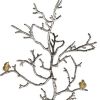 Modern 44" Silver Branch and Golden Birds Wall Art