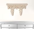 Rustic and Antiqued White and Gold Scroll Wall Shelf