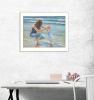 Playing in the Water White Framed Print Wall Art