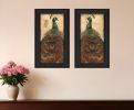 Set Of Two Peacock 2 Black Framed Print Wall Art