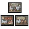 Set Of Three Farmers Market Black Framed Print Wall Art