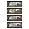 Set Of Four Red Barn For The Season Black Framed Print Wall Art