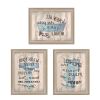 Set Of Three Humorous Brown Framed Print Bathroom Wall Art