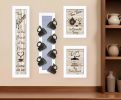 Set Of Four Kitchen Collection V with Seven Peg Mug Rack 4 White Framed Print Kitchen Wall Art