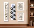 Set Of Four Kitchen Collection with Seven Peg Mug Rack White Framed Print Kitchen Wall Art