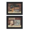 Set Of Two Hot Bath or Clean Towels Black Framed Print Bathroom Wall Art