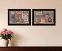 Set Of Two God Bless or Sweet Land 2 Black Framed Print Wall Art