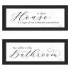 Set Of Two Household Humor 2 Black Framed Print Bathroom Wall Art