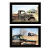 Set Of Two Vintage Farm Trucks 2 Black Framed Print Wall Art