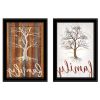 Set Of Two Family Tree or Roots 2 Black Framed Print Wall Art