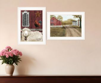 Set Of Two Good Morning 1 White Framed Print Wall Art