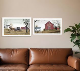 Set Of Two Goin to Market 1 White Framed Print Wall Art
