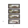 Set Of Four Holiday Seasons on the Farm Black Framed Print Wall Art