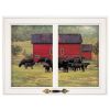 By the Red Barn Herd of Angus 1 White Framed Print Wall Art