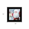 Santa with Lantern 2 Black Framed Print Wall Art