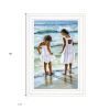 Two Girls at the Beach 2 White Framed Print Wall Art