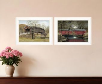 Set Of Two Bridges of 1 White Framed Print Wall Art