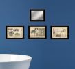 Set Of Four Garden Bath Black Framed Bathroom Wall Art And Mirror