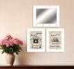 Set Of Three Friendship Journey White Framed Wall Art With Mirror And Hooks