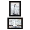 Set Of Two Lighthouse Sailboat 2 Black Framed Print Wall Art