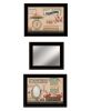 Set Of Three Wash Room Black Rim Frame Bathroom Wall Art with Mirror