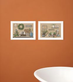 Set Of Two Bath Time 1 White Framed Print Bathroom Wall Art