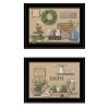 Set Of Two Bath Time 2 Black Framed Print Bathroom Wall Art
