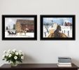 Set Of Two Sleigh Bells Ring 1 Black Framed Print Wall Art