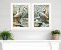Set Of Two Marsh Herons I and Sea II White Framed Print Wall Art