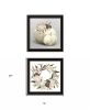 Set Of Two BOHO Pumpkins and Flowers 1 Black Framed Print Wall Art