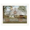 American Star Quilt Block Barn 3 White Framed Print Wall Art