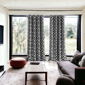 84" Jet Black Trellis Black Out Curtain Panel