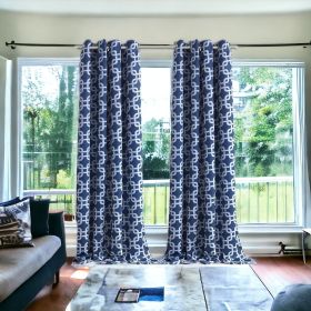 84ï¿½ï¿½ï¿½ Navy Interlock Pattern Window Curtain Panel