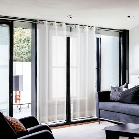 Two 96" White Sprinkled Embellishment Window Curtain Panels