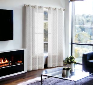 Two 96" Silver Sprinkled Embellishment Window Curtain Panels