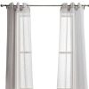 Two 96" Gray Ribbon Embellished Window Curtain Panels