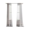 Two 96" Gray Ribbon Embellished Window Curtain Panels