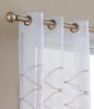 Set of Two 84"  Gold Wave Embroidered Window Panels