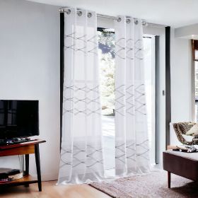 Two 96"  White Wave Embroidered Window Panels