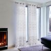 Two 96" Gold and White SemiSheer Curtains