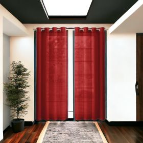 Two 84"  Red Solid Modern Window Panels