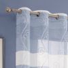 Two 96"  Blue Striped Floral Embroidery Window Panels